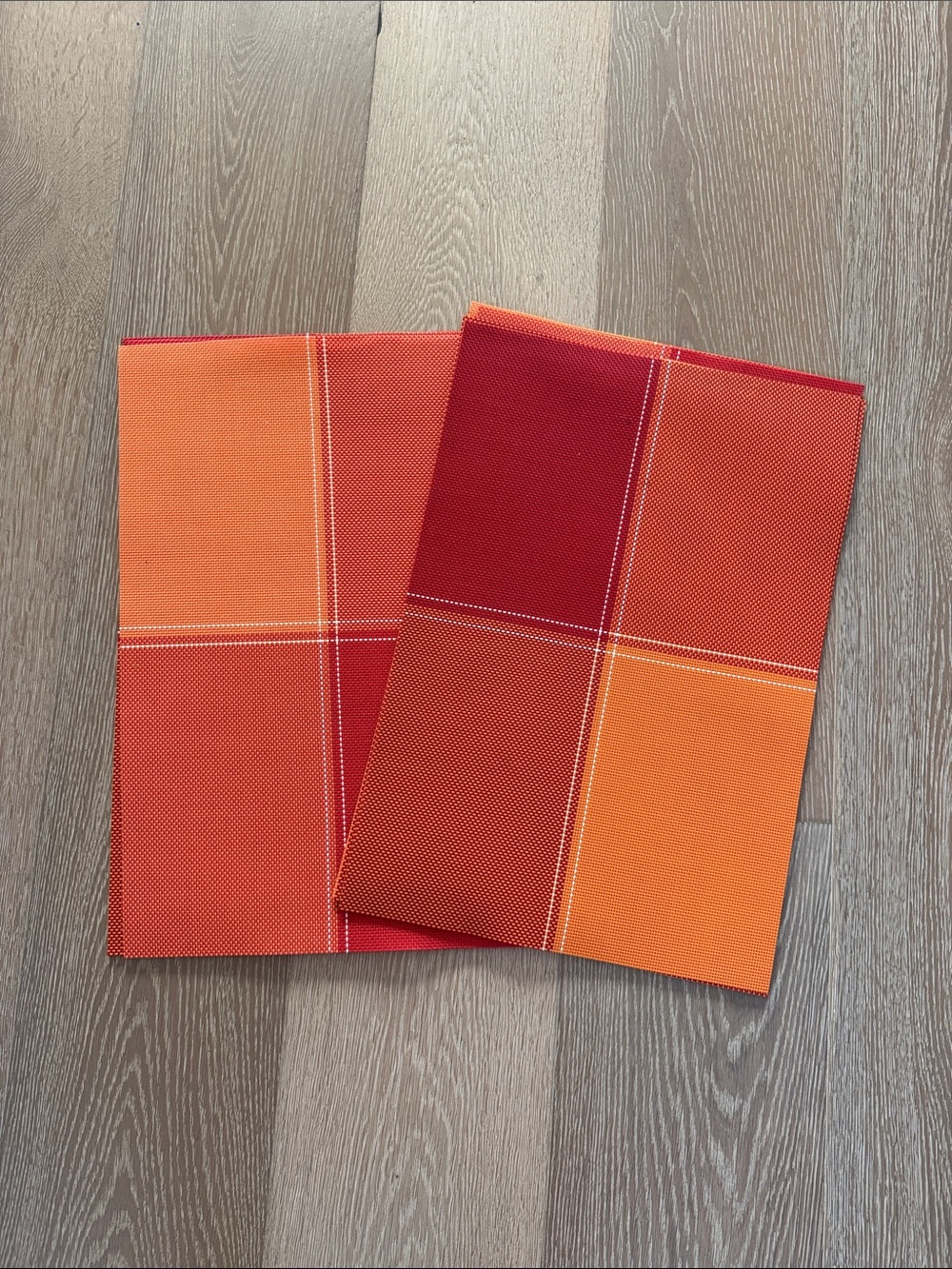 Orange & Red Check Placemats - Set of 12
